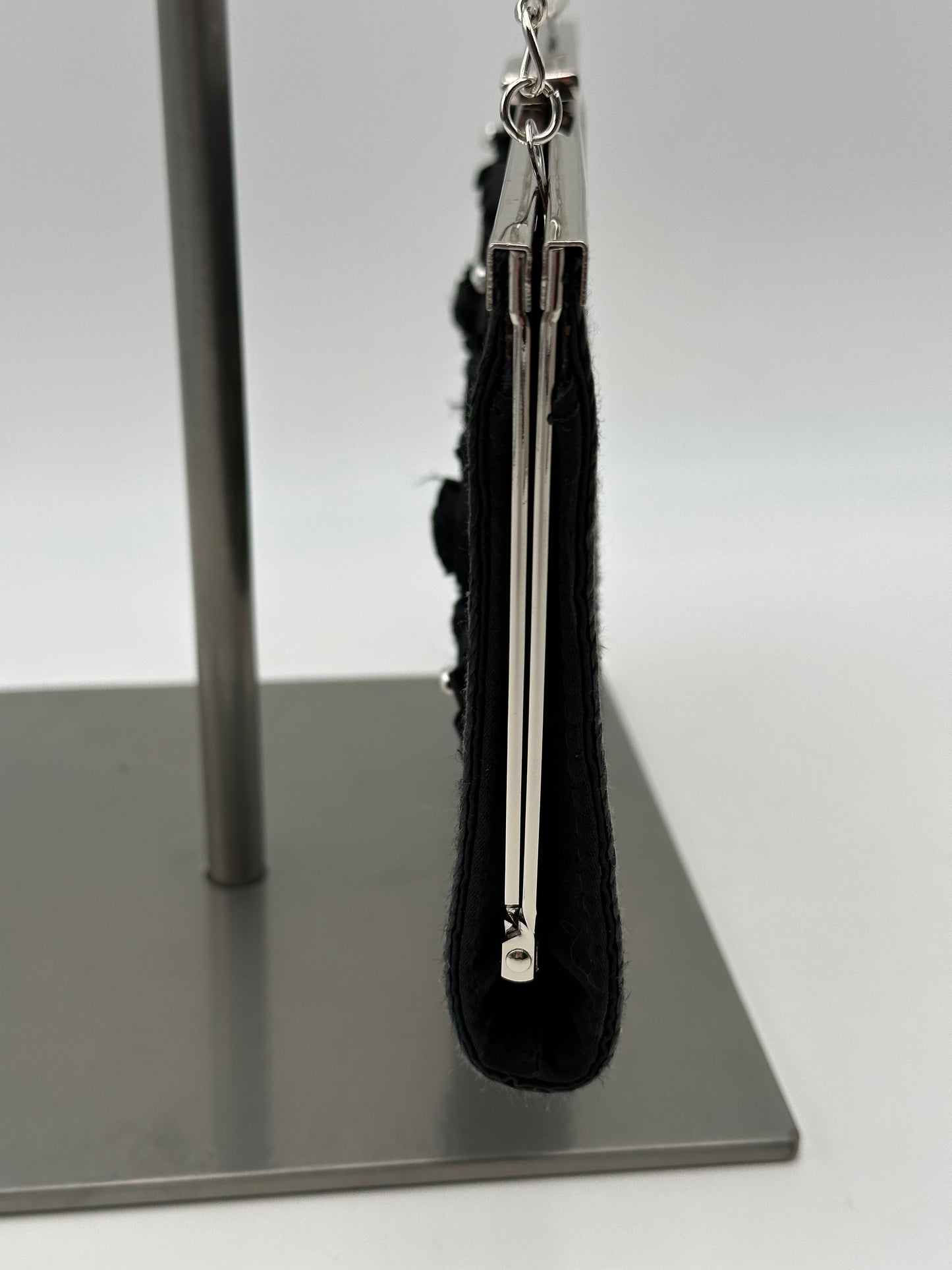White House Black Market Black Embellished Clutch with Optional Chain Handle Strap, EUC