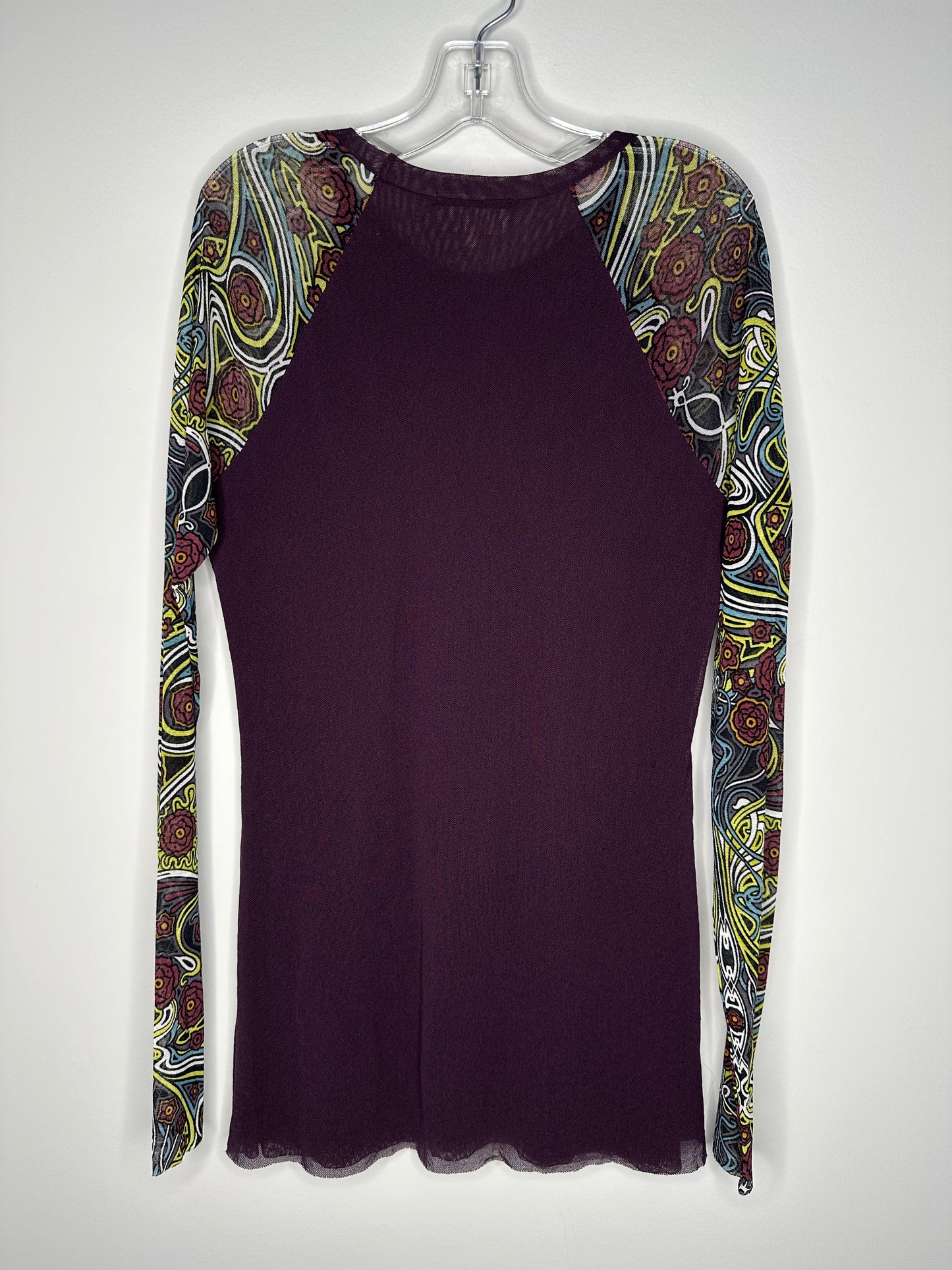 Petit Pois by Viviana Size M Plum Printed Long Sleeve Lightweight Top