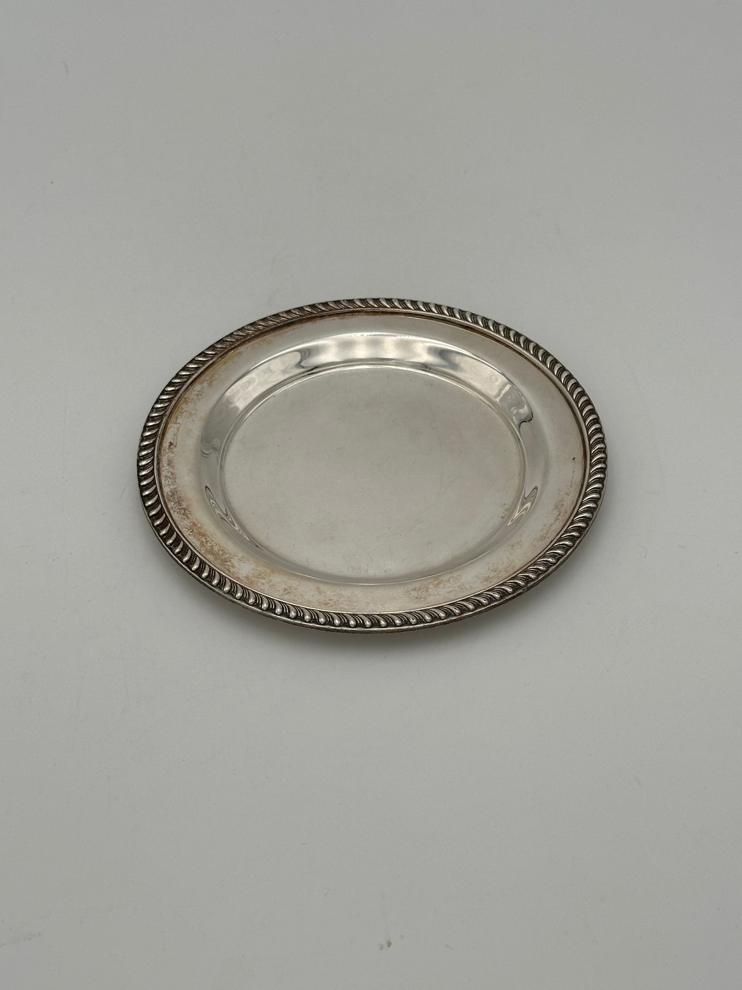 Poole Silver-Plated Small Round Plate with Textured Edge