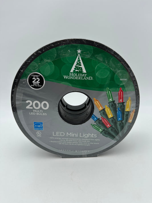 Holiday Wonderland 200 Multi-Color LED Mini Lights Christmas Holiday Lights, new