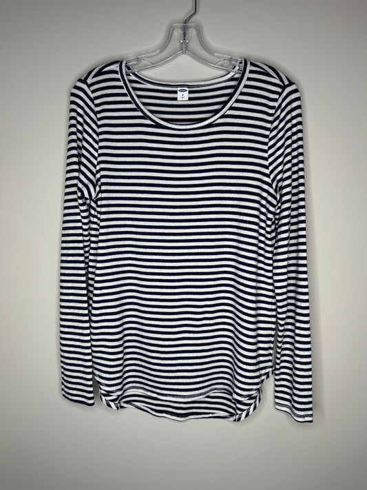 Old Navy Size M Navy Blue & White Striped Long Sleeve Tee Sweater