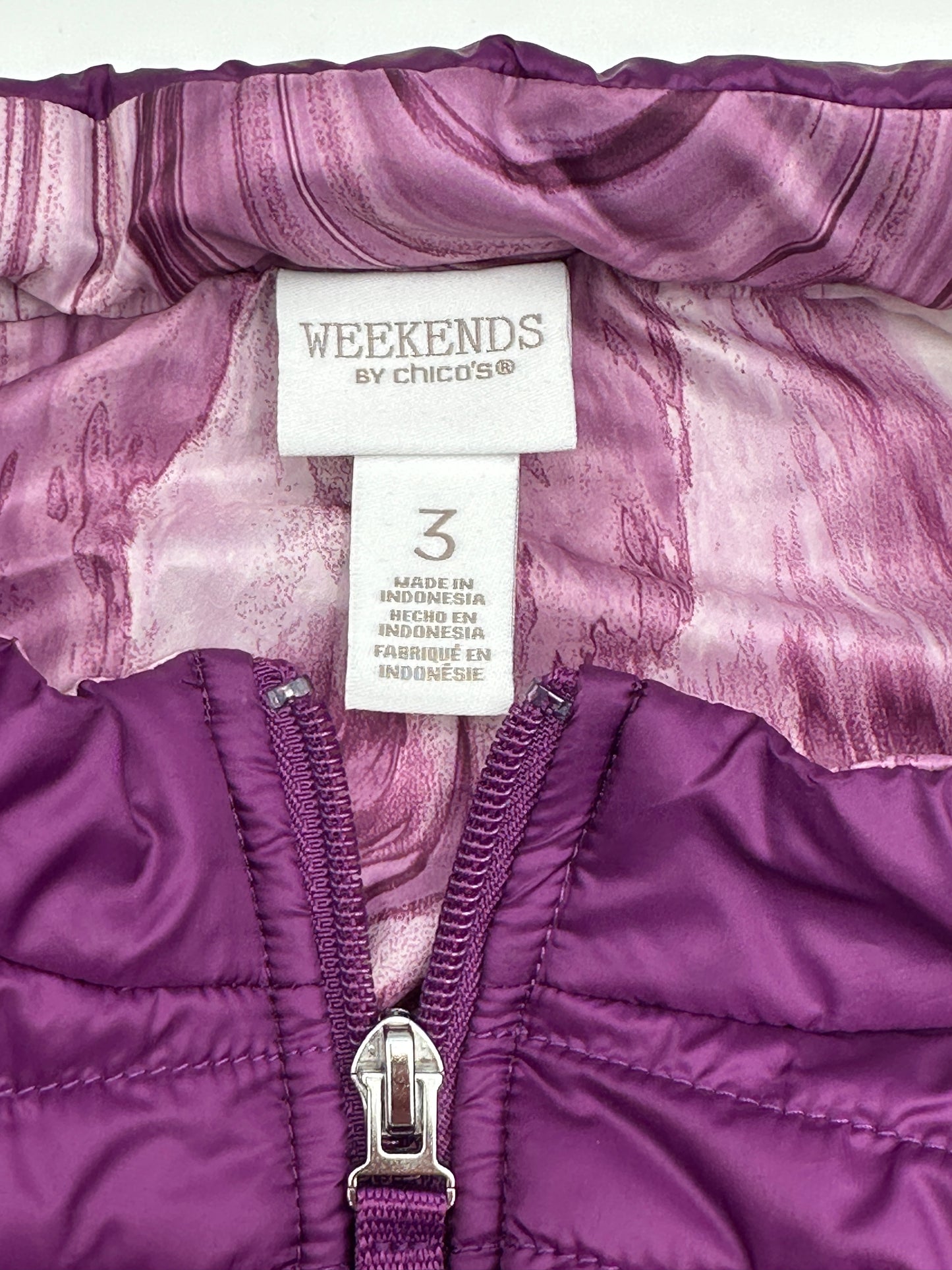 Weekends by Chico's Size 3 (XL) Magenta Quilted Full-Zip Vest