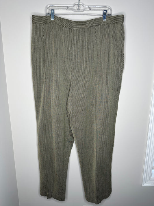 Linda Allard Ellen Tracy Size 24 Black/Khaki Wool Blend Trousers, new/NWT