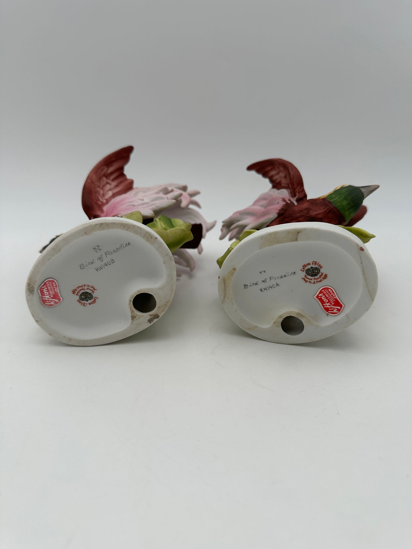 Lefton Hand Painted Vintage Bird of Paradise KW140A, set of 2