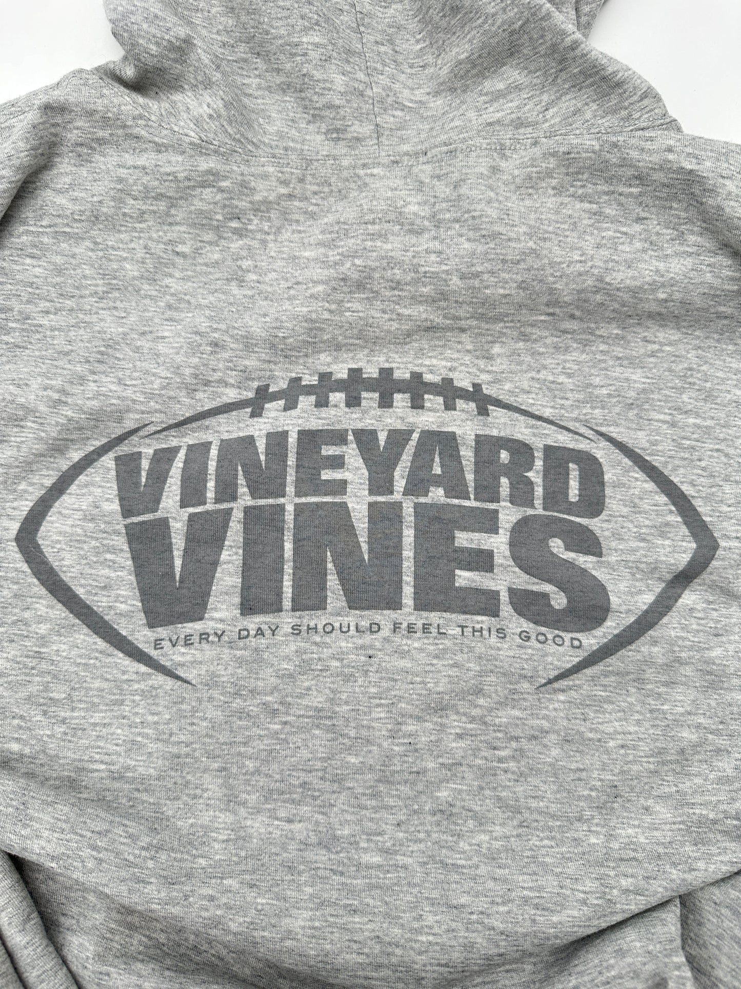 Vineyard Vines Men's Size XL Light Grey Football Laces Long-Sleeve Pullover Hoodie Pocket Tee