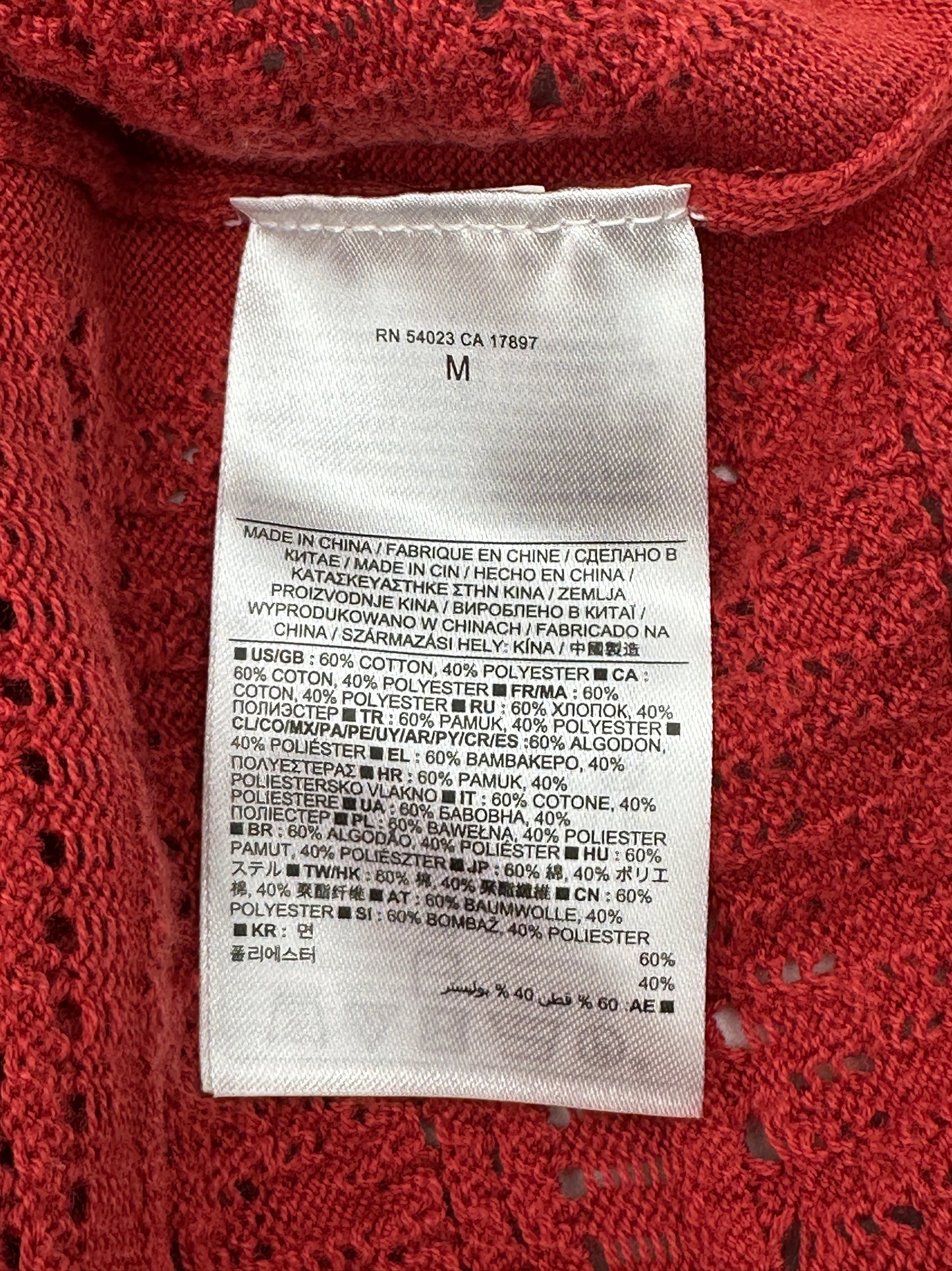 Banana Republic Size M Dark Orange Open-Knit Oversized Crop Sweater