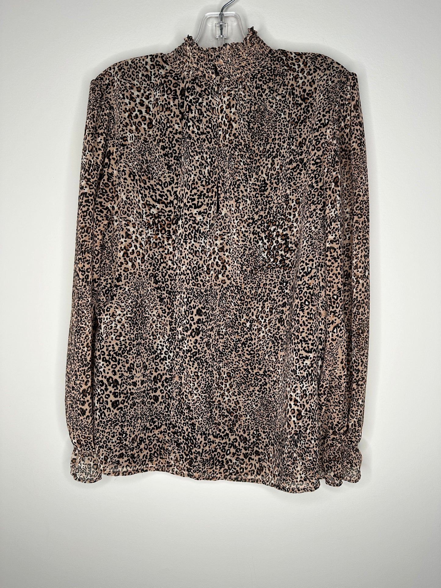 1. STATE Size S Tan wth Black Animal Print 3/4 Bracelet Sleeve Blouse