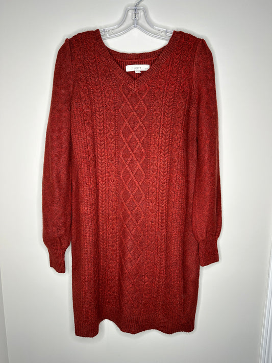 LOFT Petites Size SP Burnt Orange V-Neck Tunic Sweater Dress