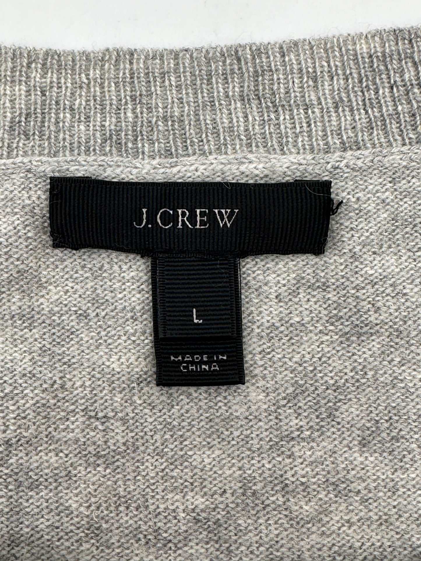 J.Crew Size L Light Gray Crew Neck Pear Sweater
