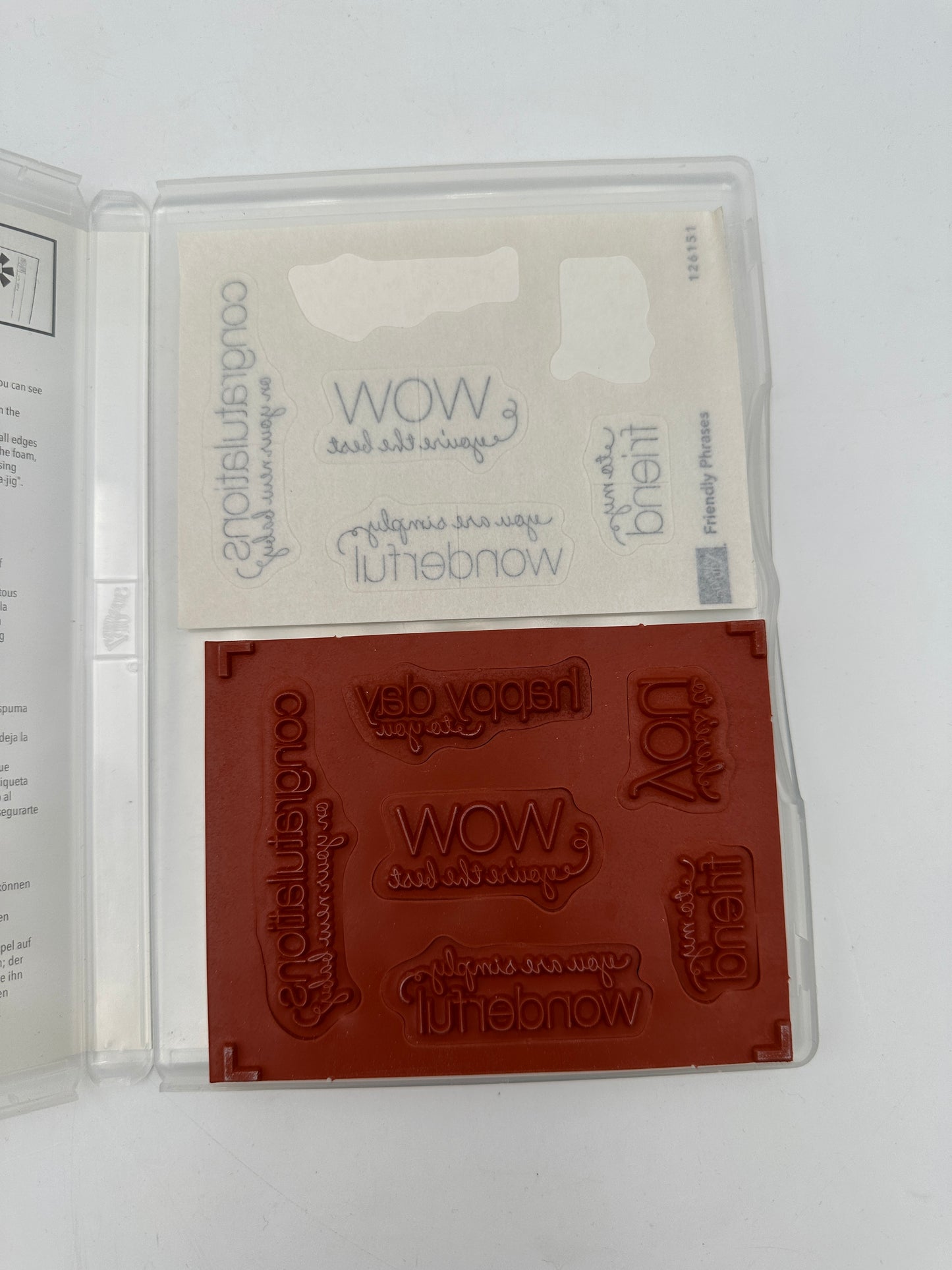 Stampin' Up! Friendly Phrases Cling Stamp Set, retired