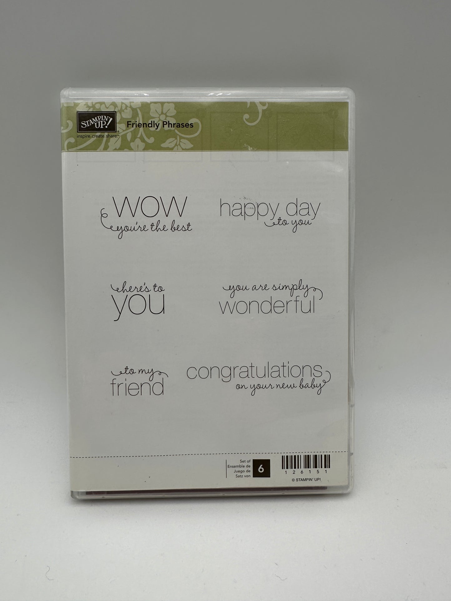 Stampin' Up! Friendly Phrases Cling Stamp Set, retired