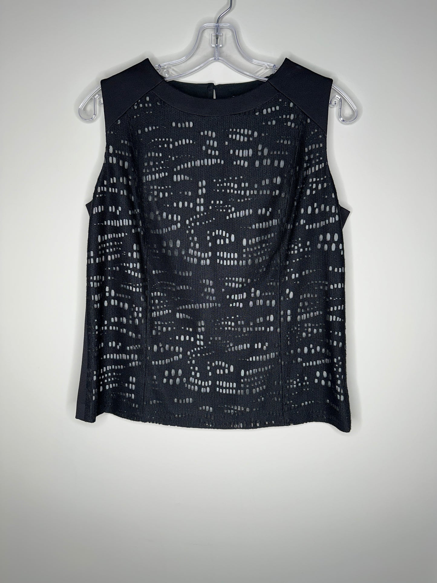 Classiques Entier Size M Black Sleeveless Top with Holes Mesh Front