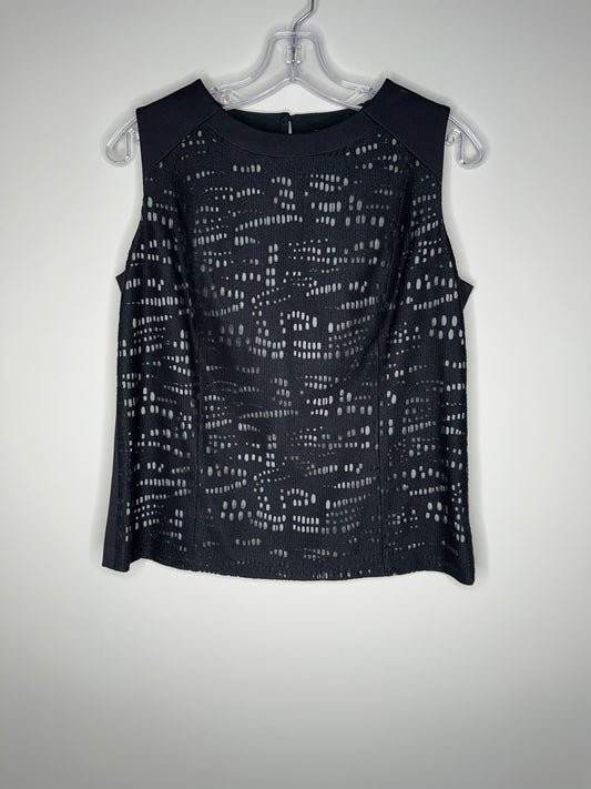 Classiques Entier Size M Black Sleeveless Top with Holes Mesh Front