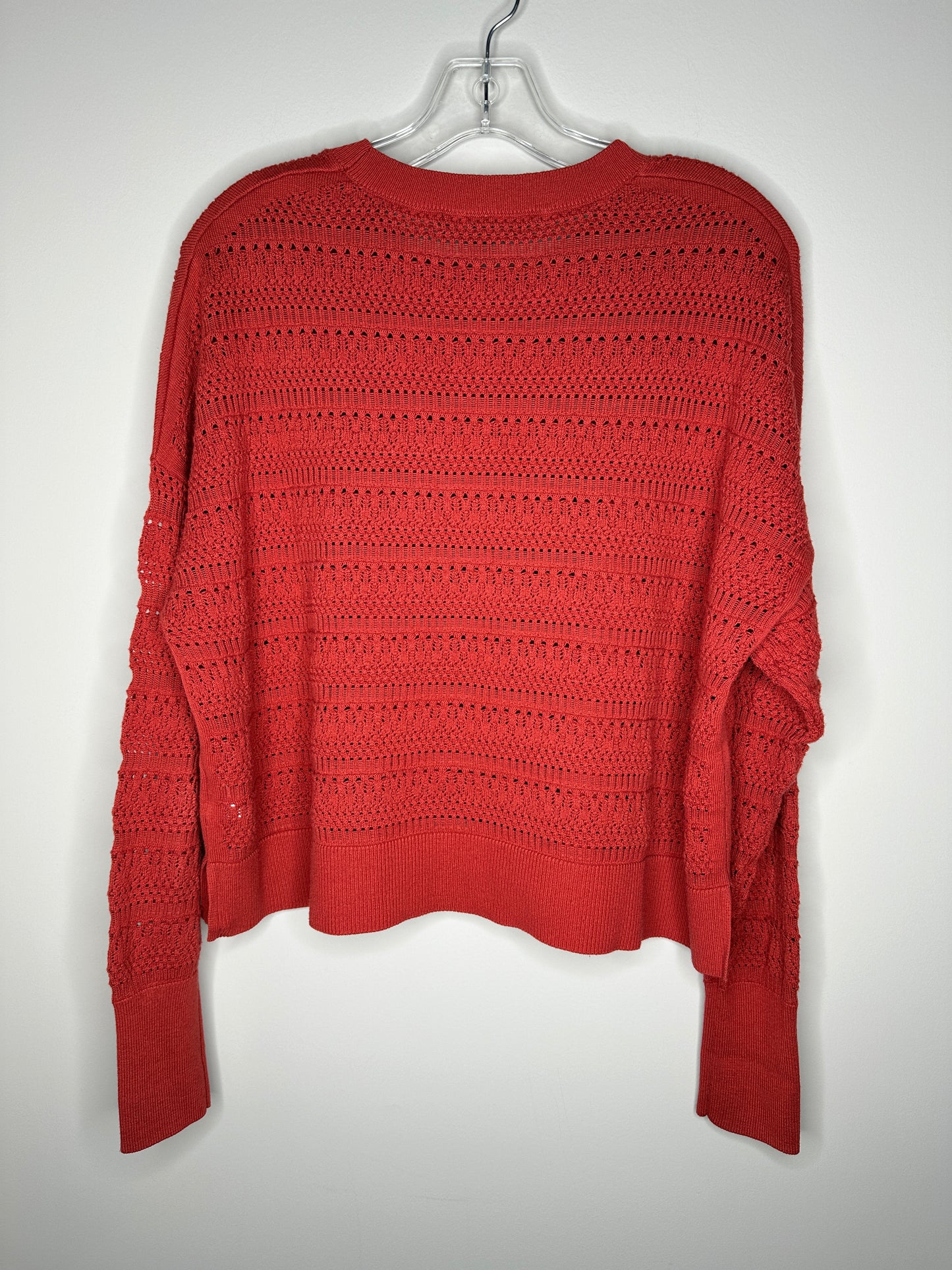 Banana Republic Size M Dark Orange Open-Knit Oversized Crop Sweater