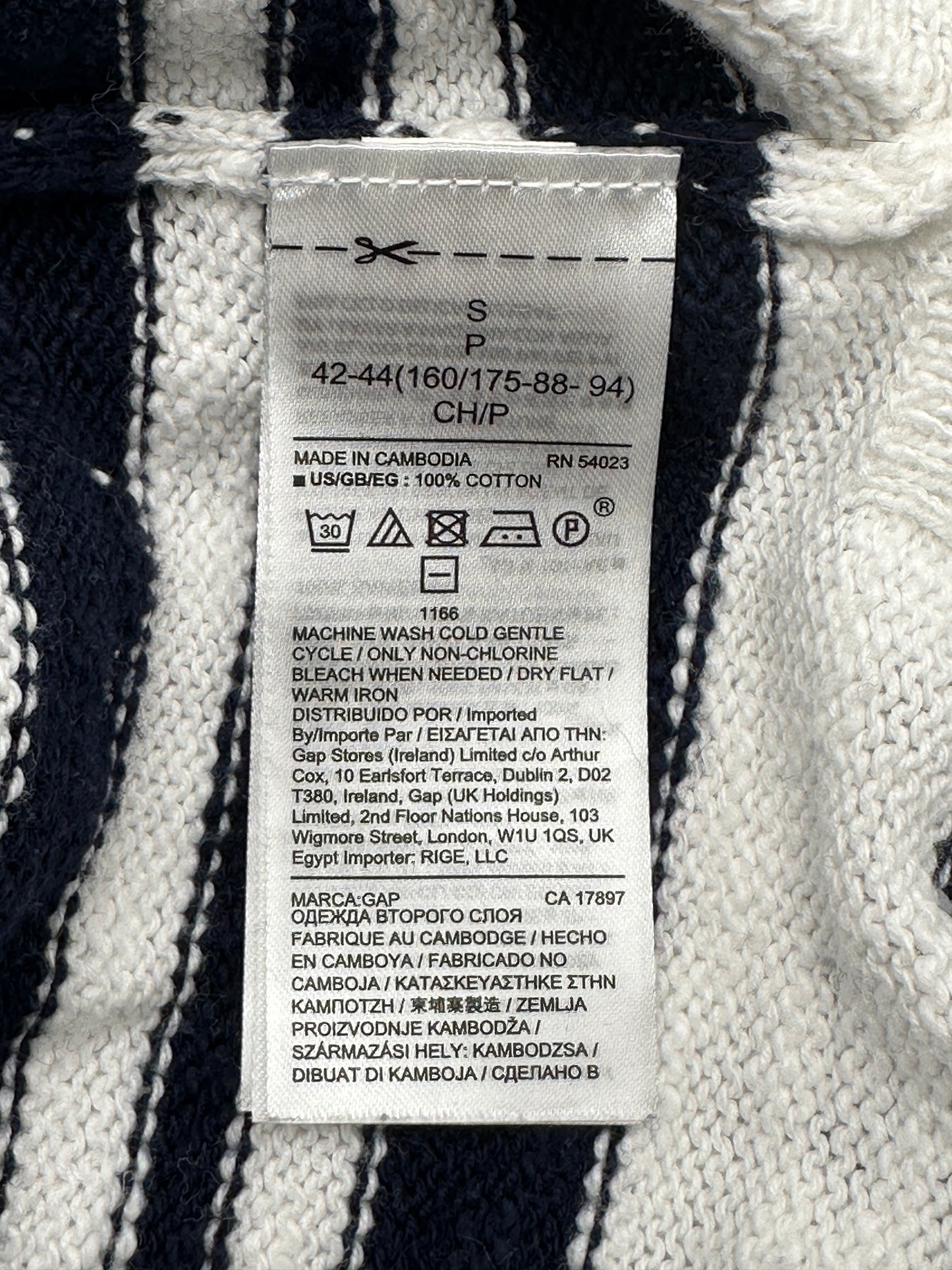 GAP Size S Navy & White Striped V-Neck Pullover Sweater