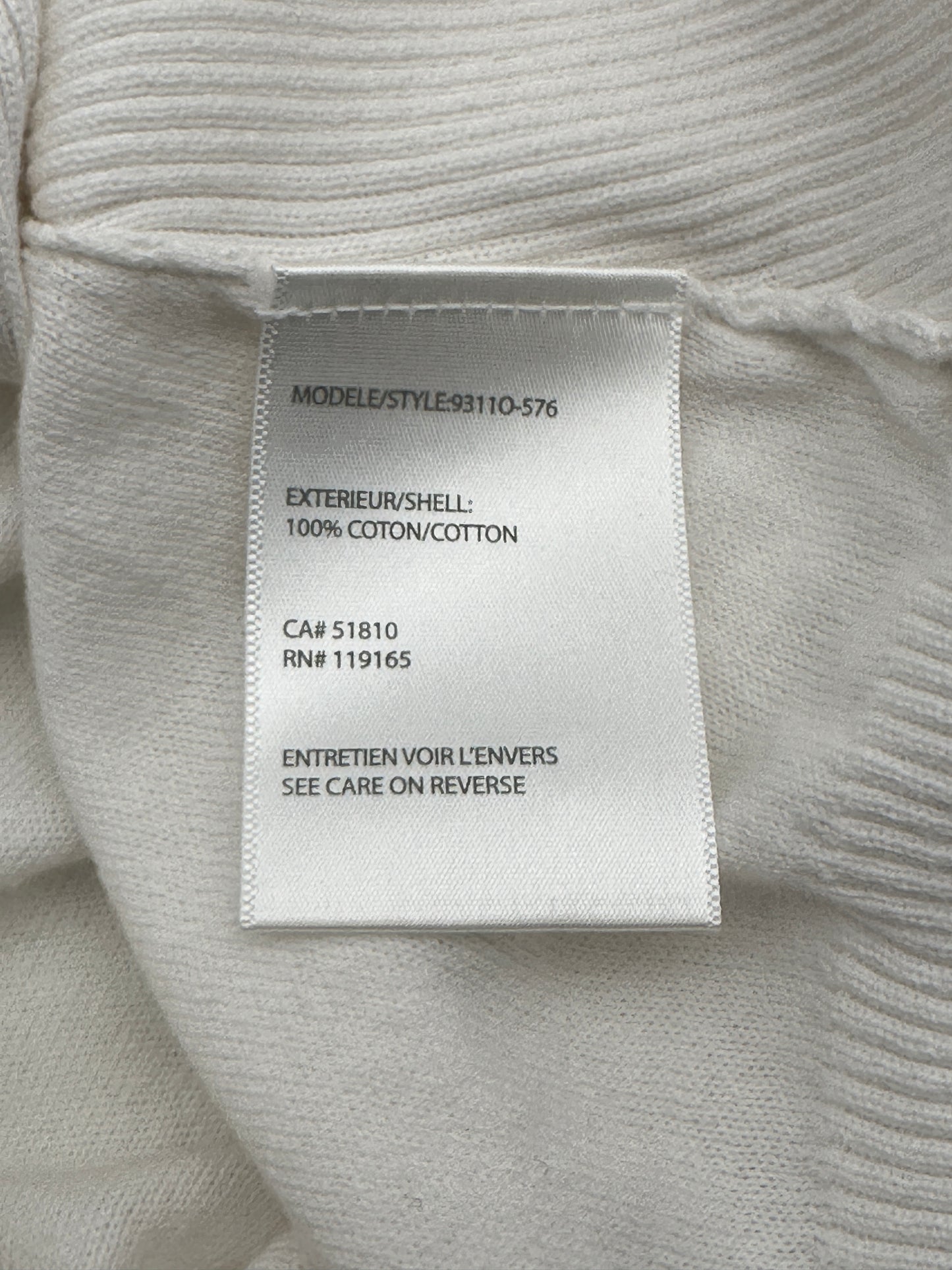 Tribal Size S White V-Neck 3/4 Sleeve Sweater with Triangle Buttons