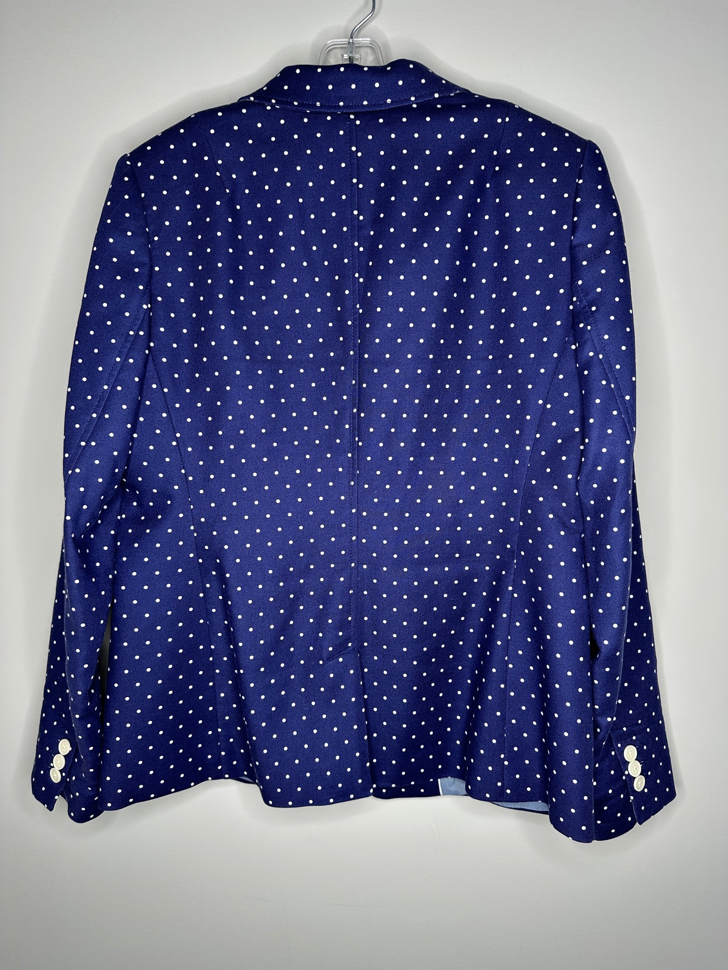 Banana Republic Size 14 Navy Blue w/White Polka Dots Blazer Jacket