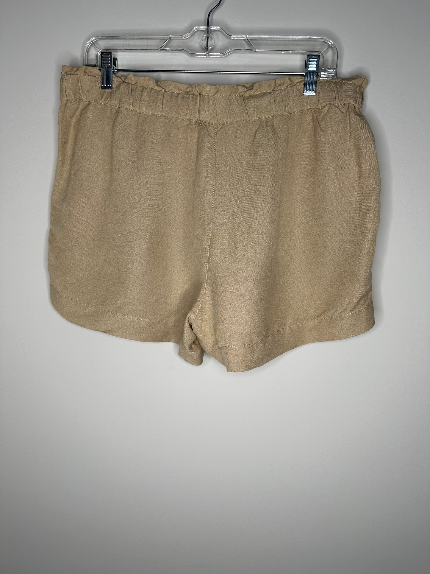 LOFT Size M Tan Linen-Blend Paper Bag Shorts