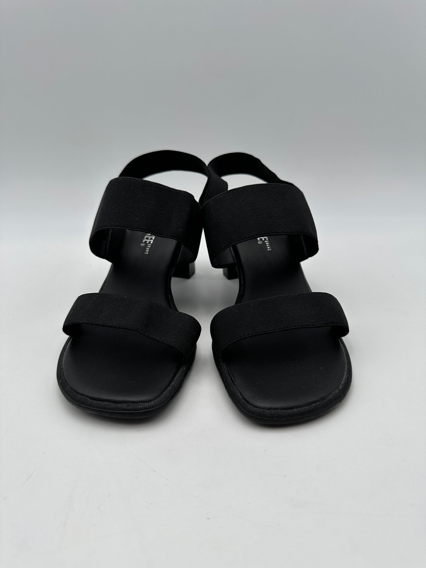 Cherokee Size 7 Black Elastic Band Slip-On Heel Sandals