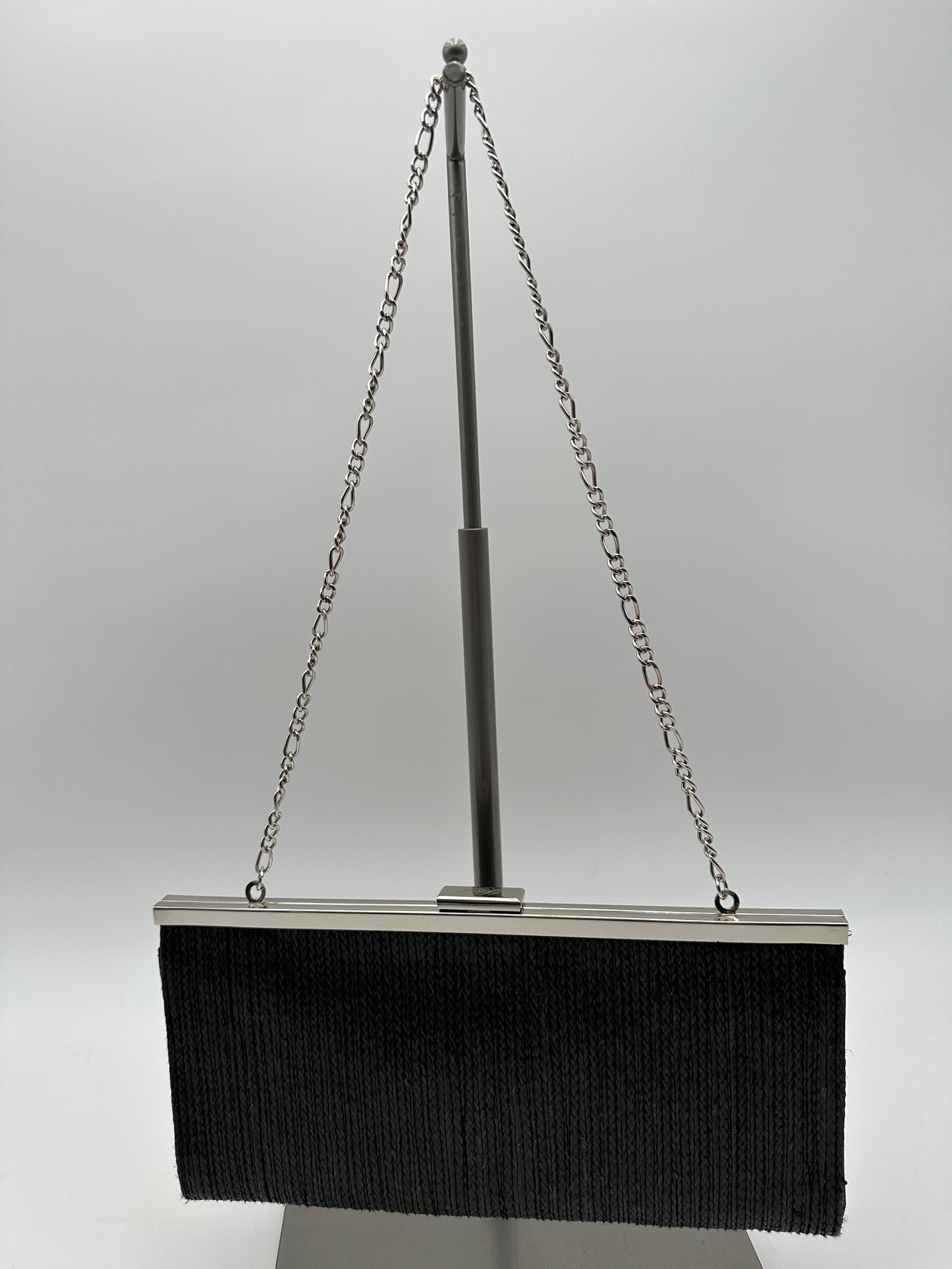 White House Black Market Black Embellished Clutch with Optional Chain Handle Strap, EUC
