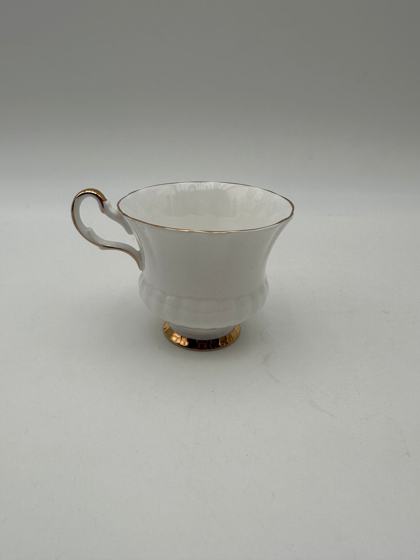 Society White w/Gold Trim Bone China Footed Cup Mug