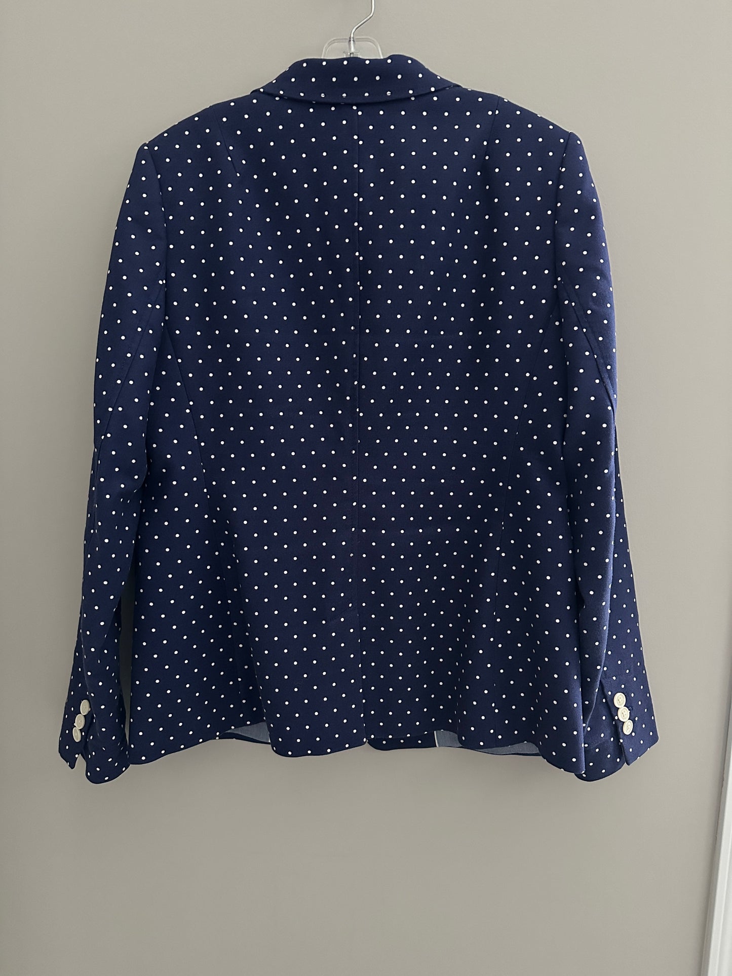 Banana Republic Size 14 Navy Blue w/White Polka Dots Blazer Jacket