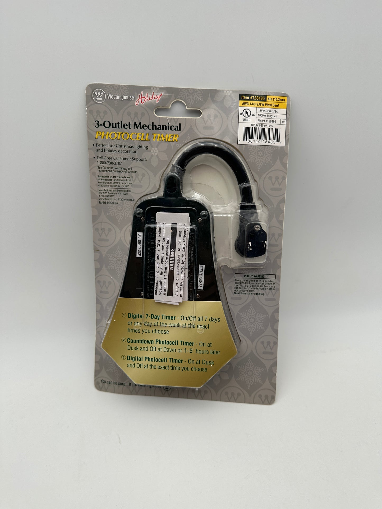 Westinghouse Outdoor 3-Oulet Mechanical Photocell Timer, new in package