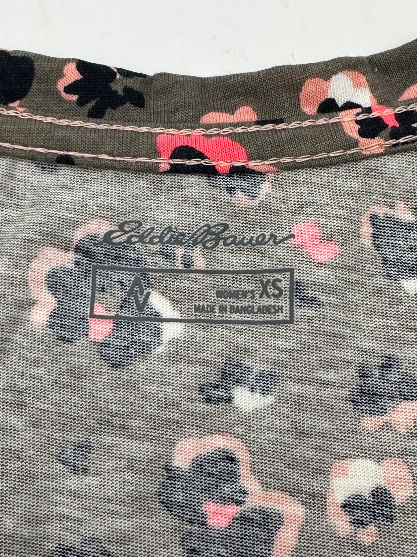 Eddie Bauer Size XS Olive Green with Flowers Scoop Tank Top