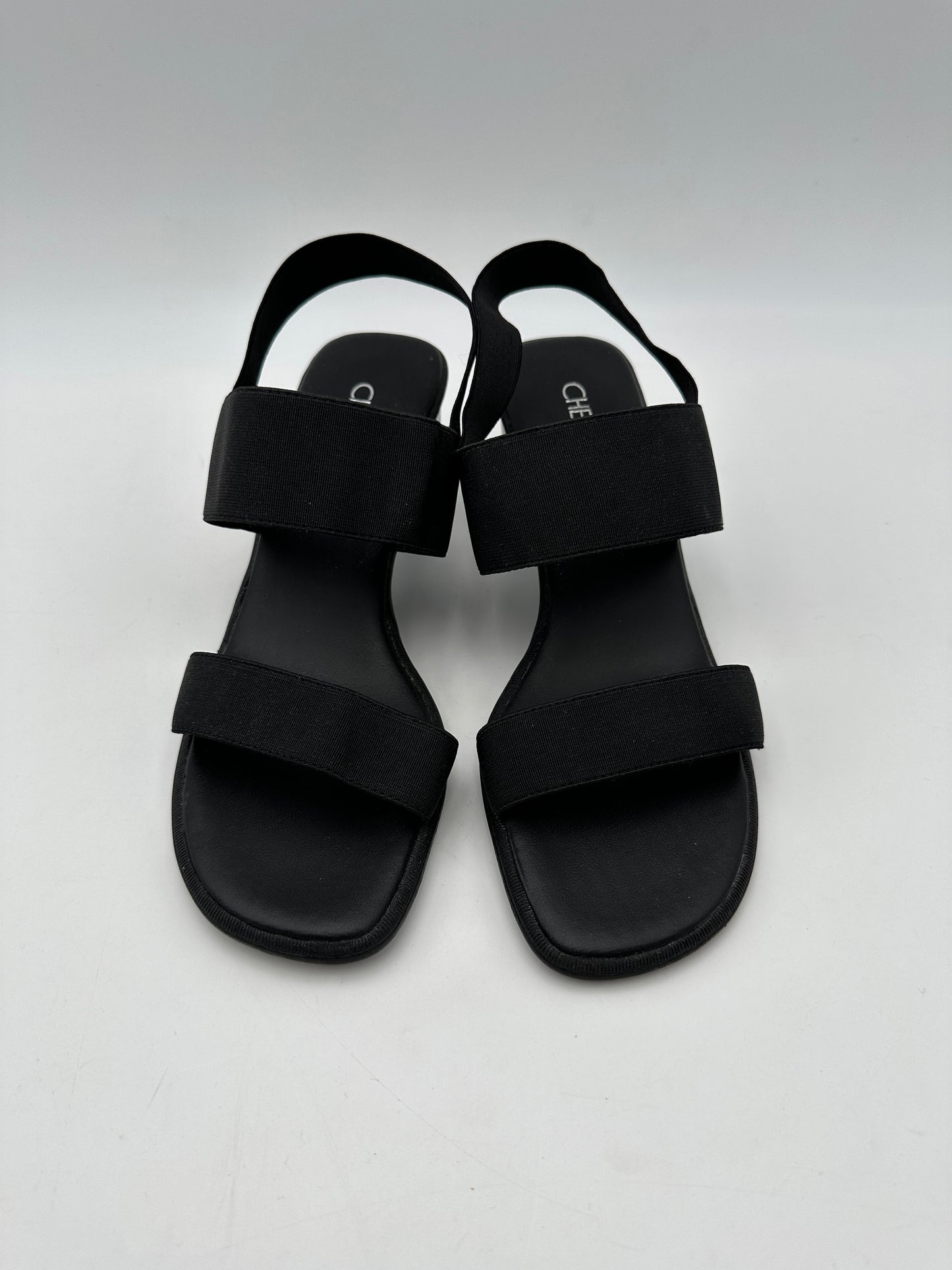 Cherokee Size 7 Black Elastic Band Slip-On Heel Sandals