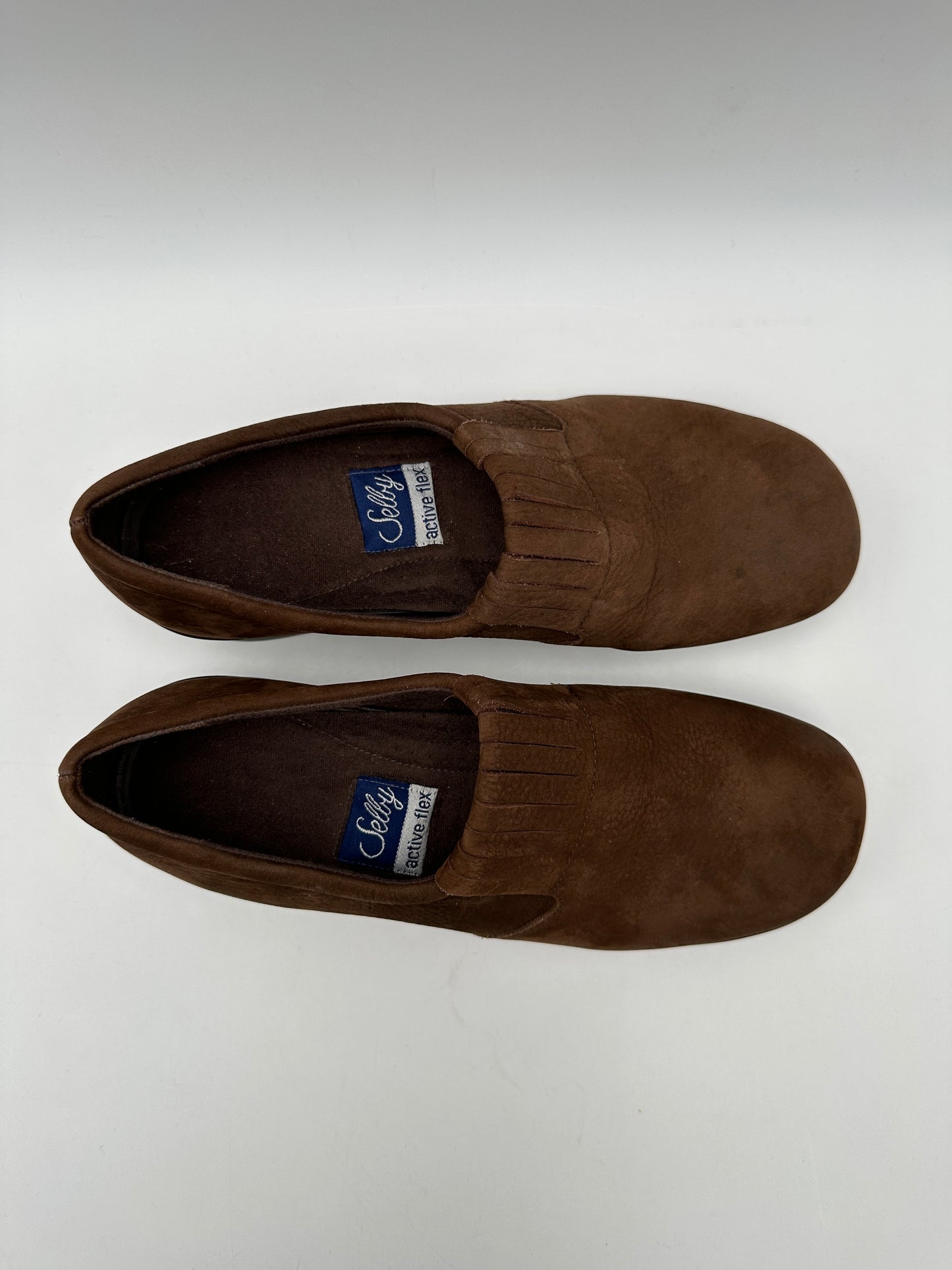 Selby Active Flex Size 7 B Brown Suede "Bianca" Slip-On Shoes, 1.25" heel