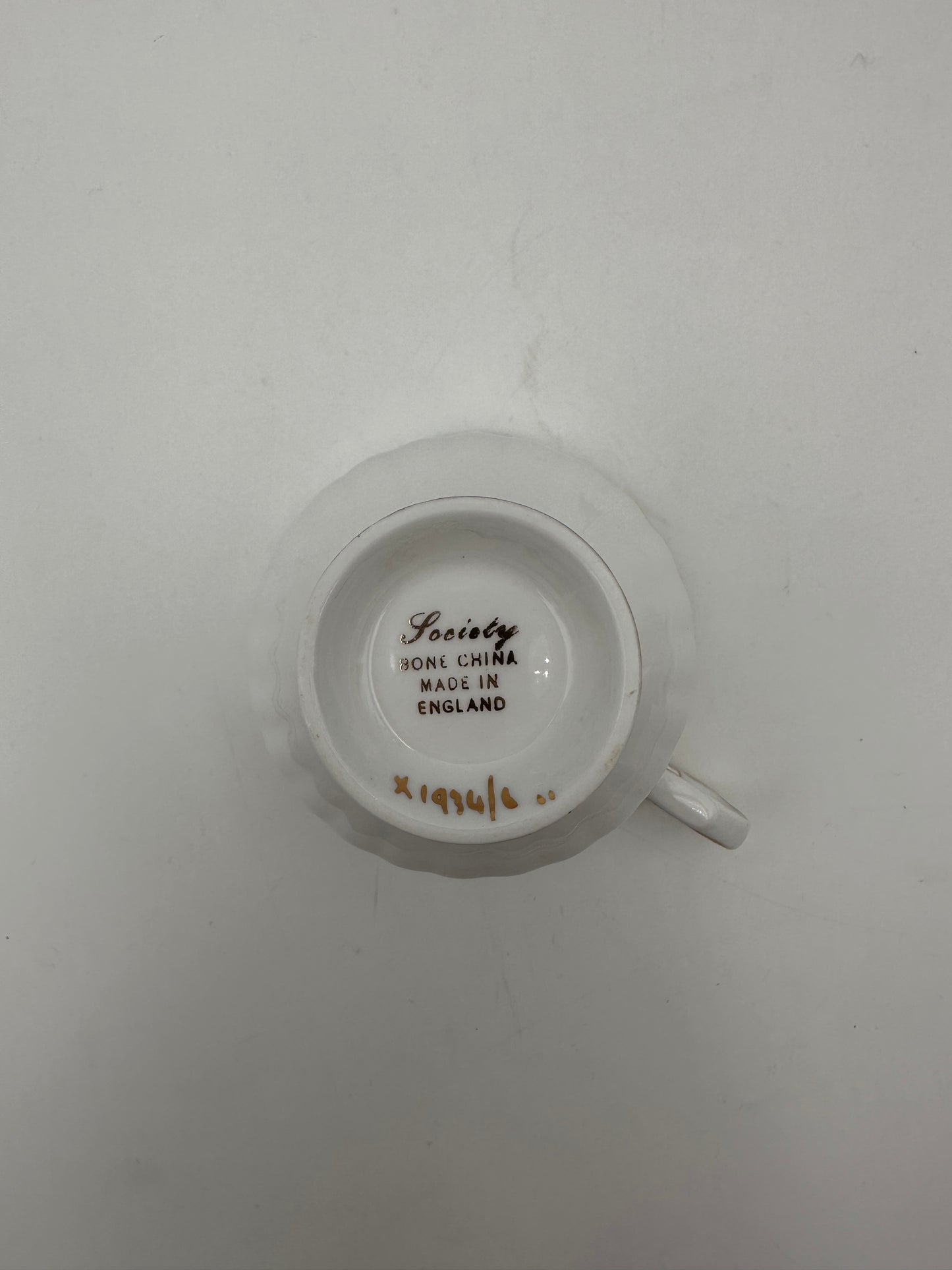 Society White w/Gold Trim Bone China Footed Cup Mug