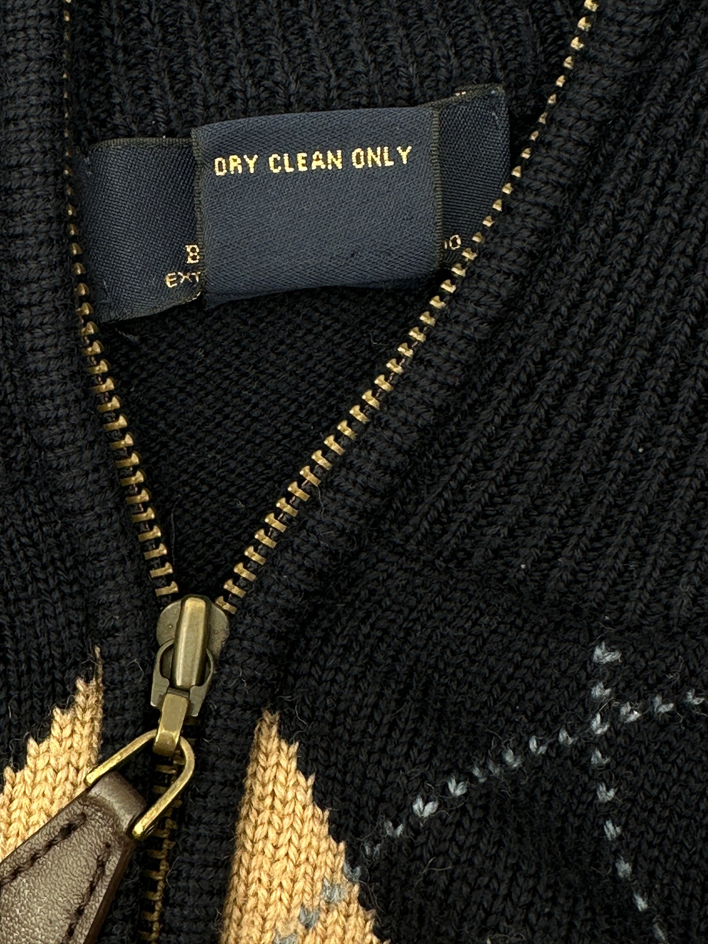 Brooks Brothers Men's Size XL Navy Argyle 1/4 Zip Long Sleeve Sweater, EUC