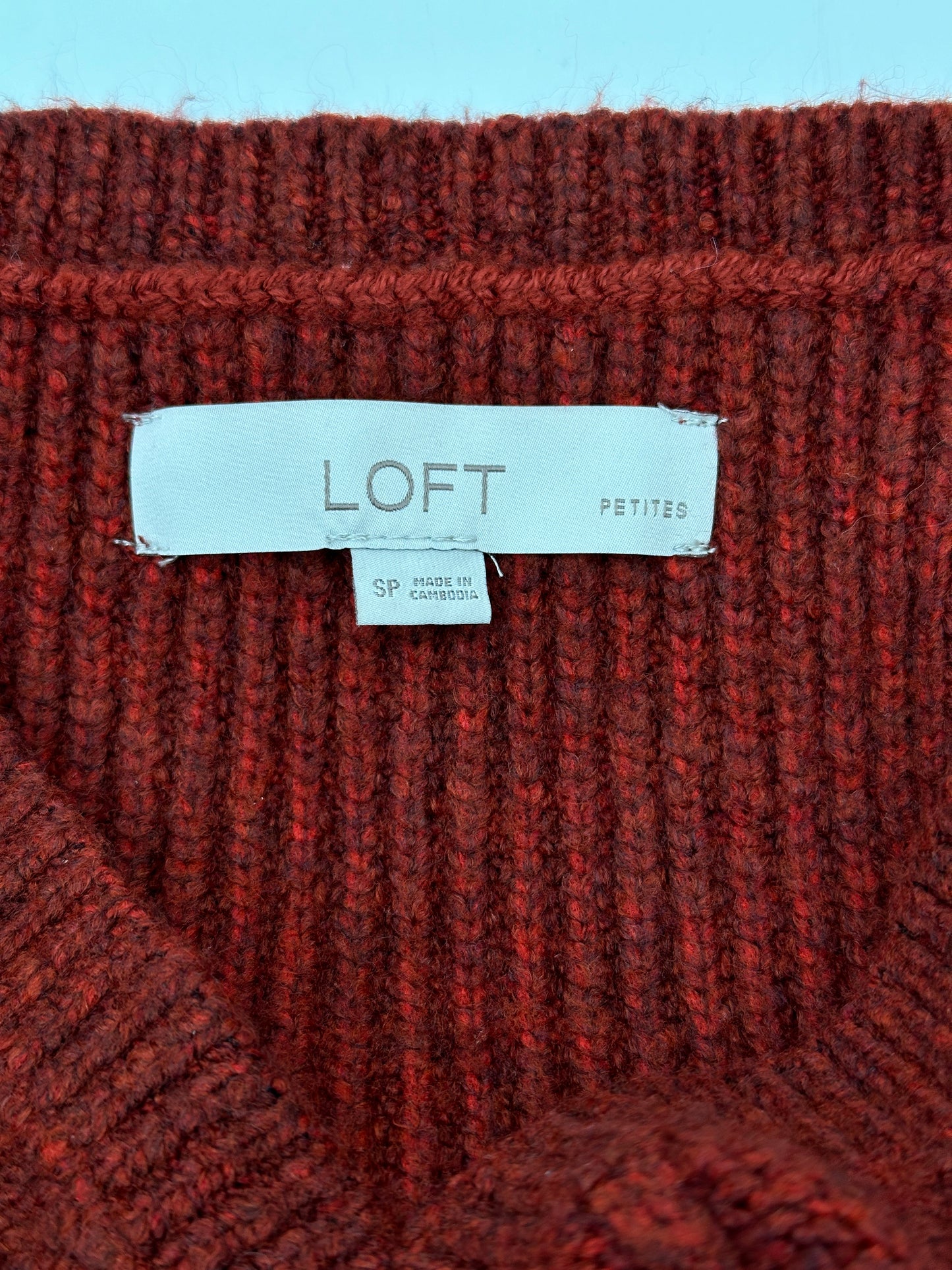 LOFT Petites Size SP Burnt Orange V-Neck Tunic Sweater Dress