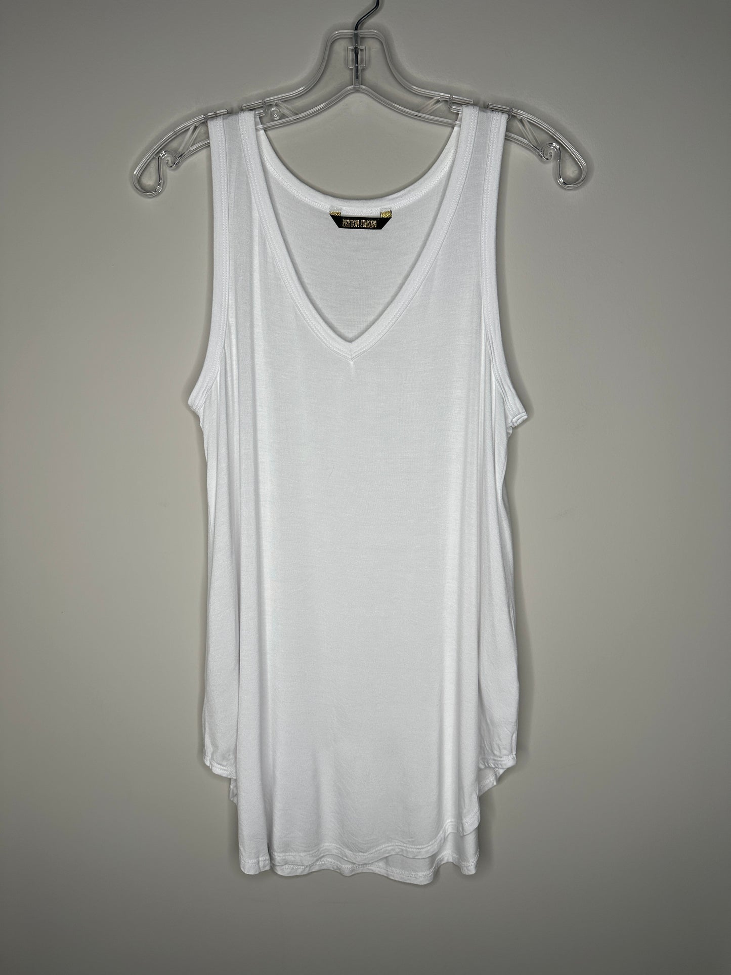 Peyton Jensen Size S White Oversized V-Neck Tank Top