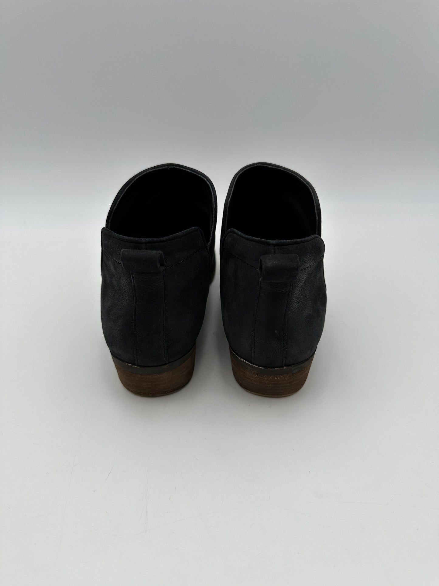 BP. Size 9M Black Suede Ankle Boots Booties, 2 3/8" heel