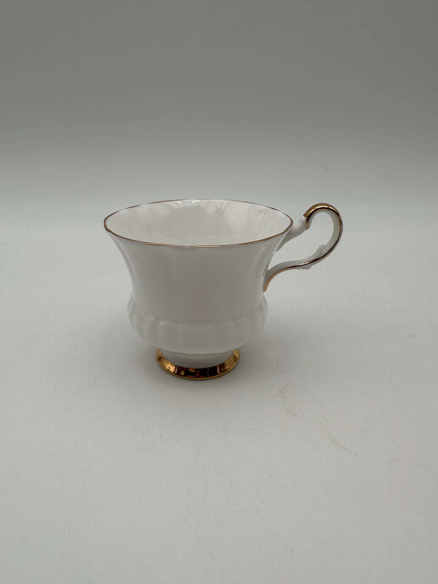 Society White w/Gold Trim Bone China Footed Cup Mug