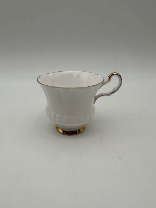 Society White w/Gold Trim Bone China Footed Cup Mug
