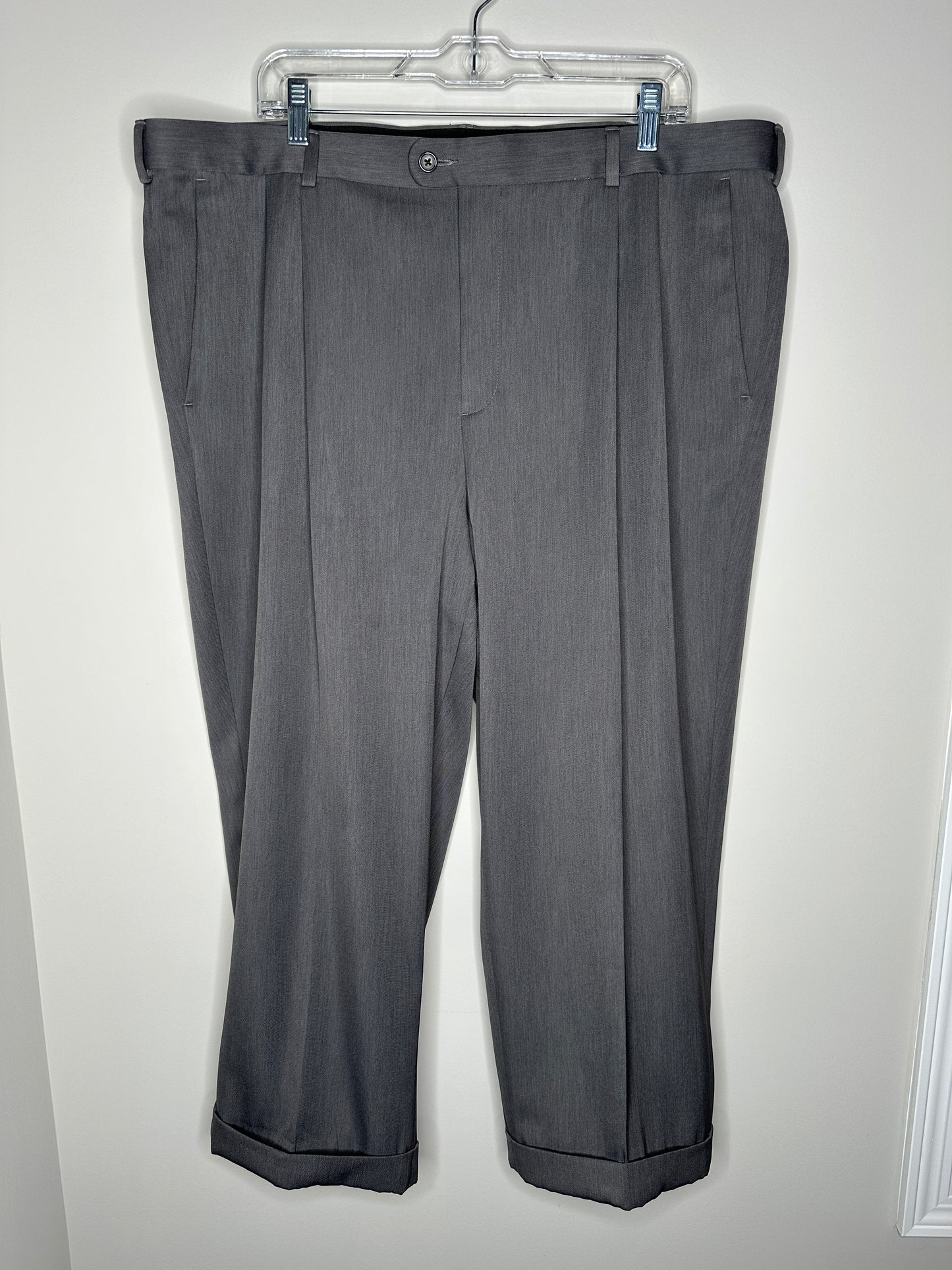 Perry Ellis Portfolio Men's Size 42x25.5 Gray Classic Fit Cuffed Dress Pants
