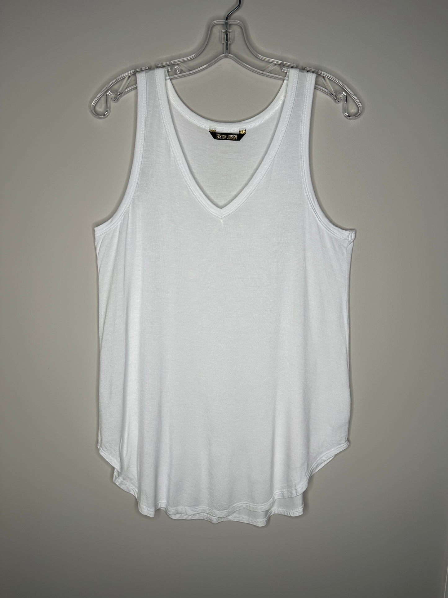 Peyton Jensen Size S White Oversized V-Neck Tank Top