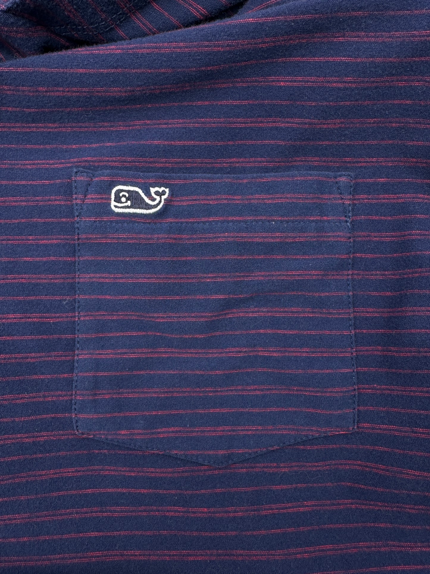 Vineyard Vines Men's Size XL Navy Blue with Red Stripes Edgartown Long-Sleeve Hoodie Tee