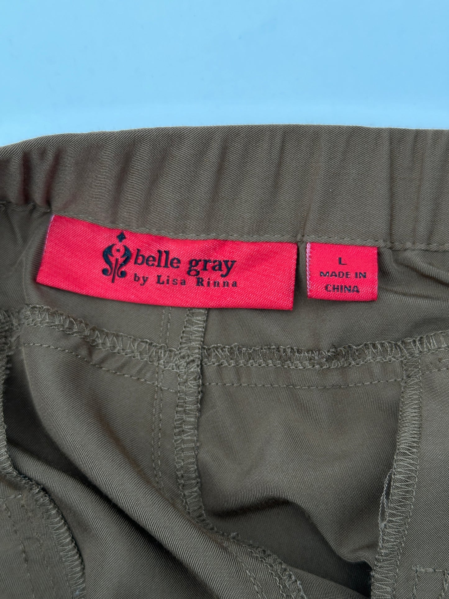 Belle Gray by Lisa Rinna Size L Taupe Light Brown Elastic Waist Pants