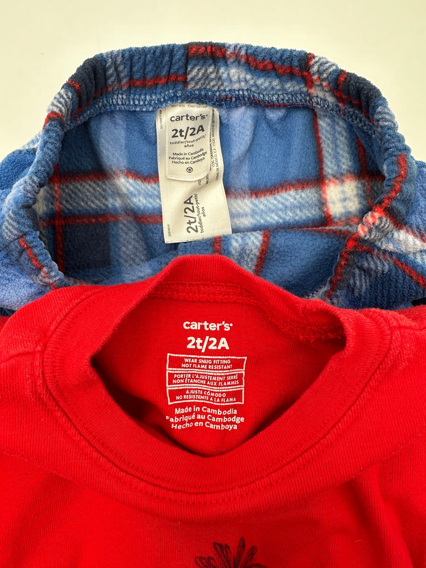 Carter's Toddler Size 2T Red & Blue Two-Piece Pajama Set Pajamas