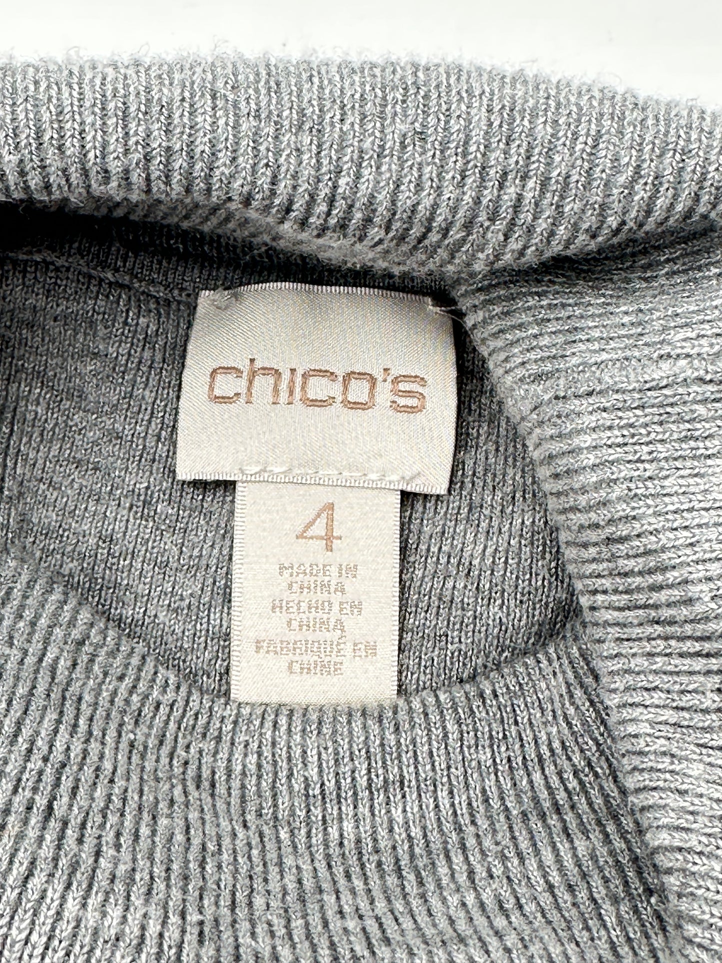 Chico's Size 4 (XXL, 20-22) Gray Turtleneck Sweater