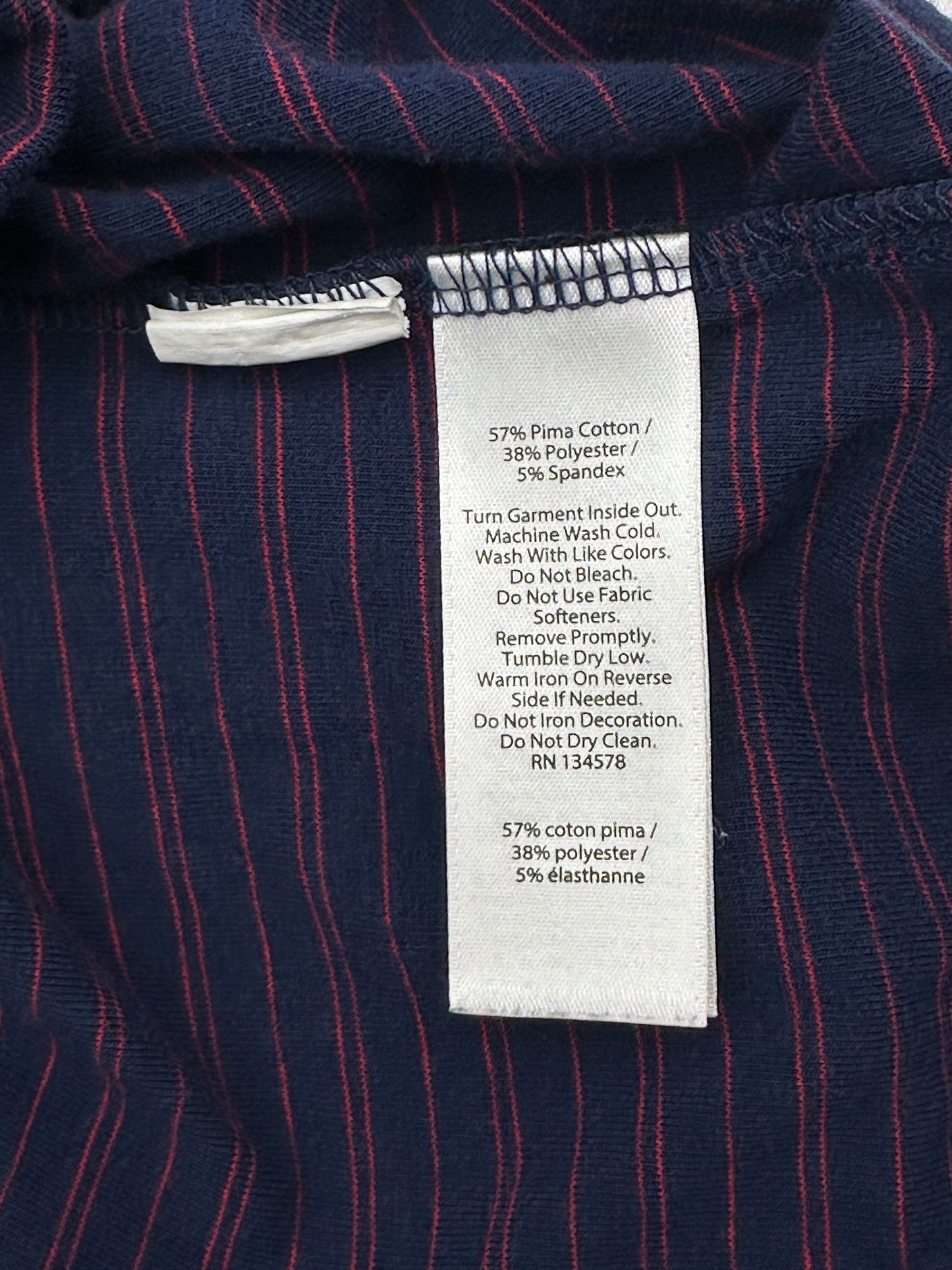 Vineyard Vines Men's Size XL Navy Blue with Red Stripes Edgartown Long-Sleeve Hoodie Tee