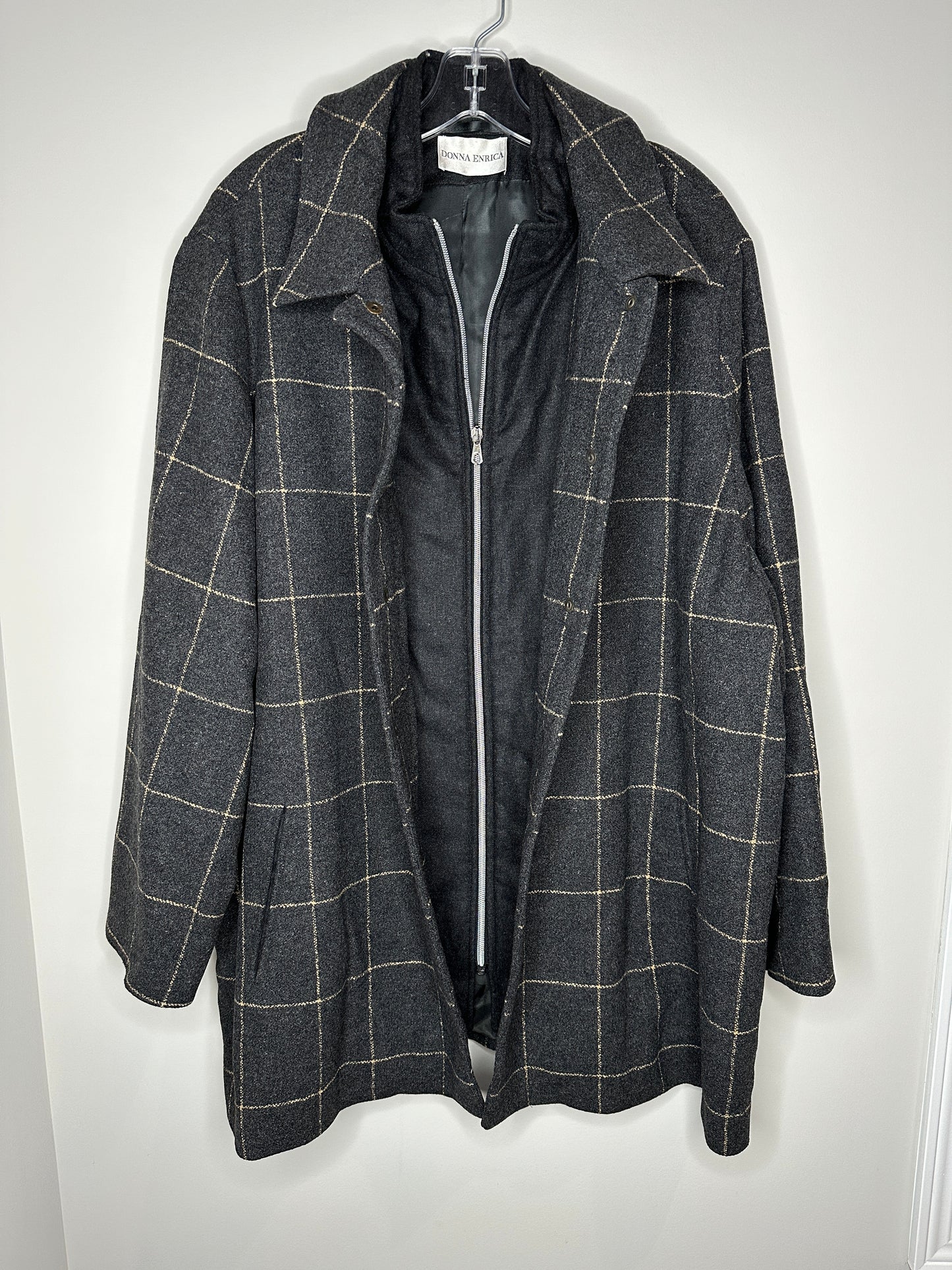 Donna Enrica Size 28 Gray Grey Wood Blend Jacket Coat