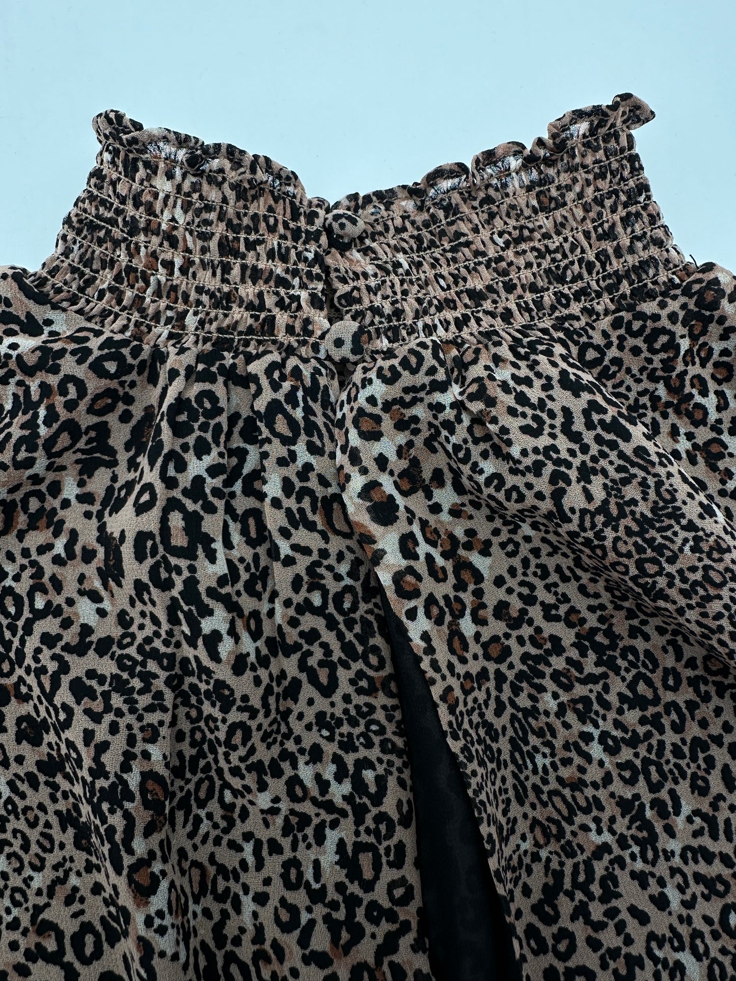 1. STATE Size S Tan wth Black Animal Print 3/4 Bracelet Sleeve Blouse