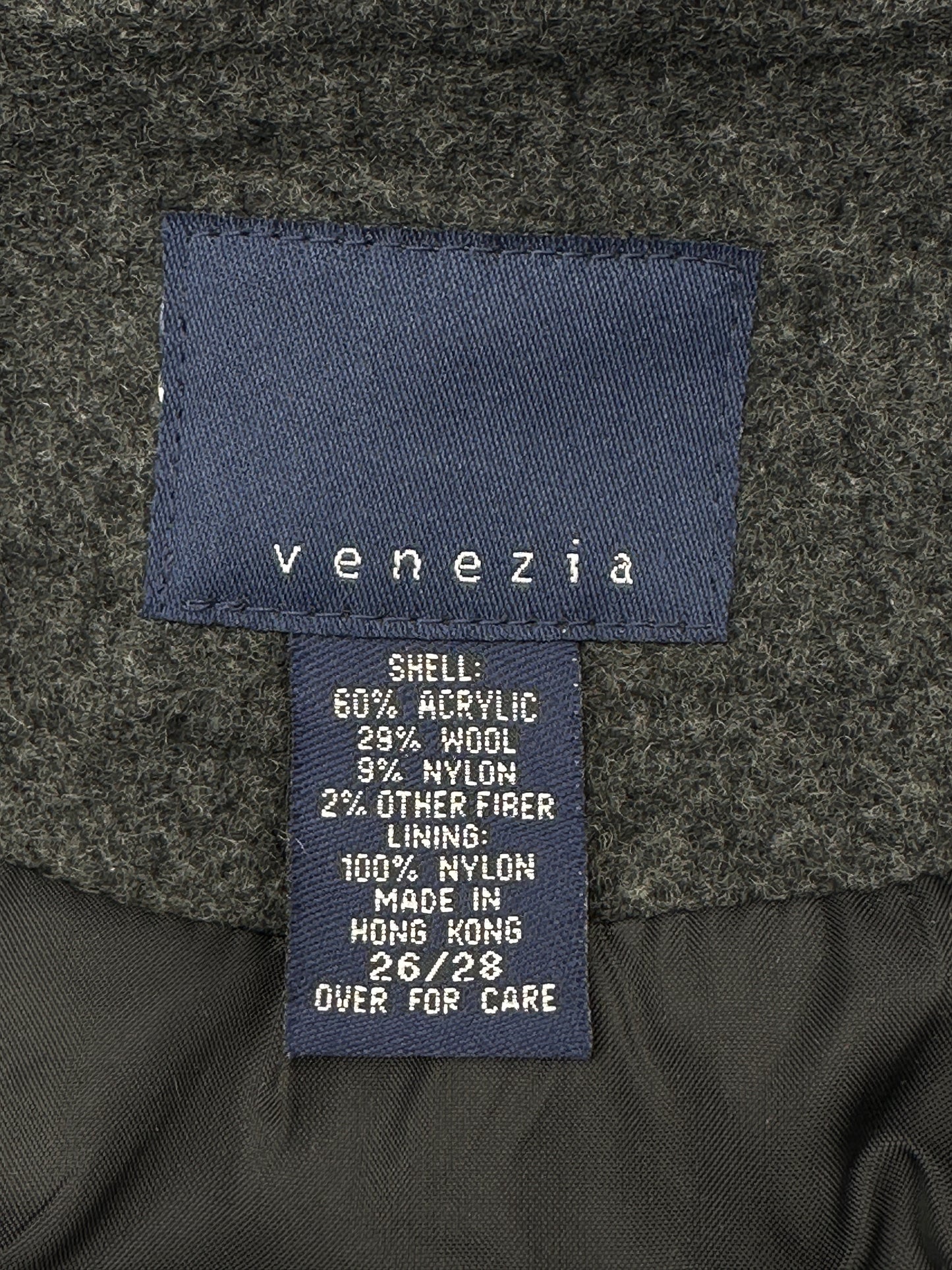 Venezia Size 26/28 Gray Grey Acrylic Blend Hooded Jacket