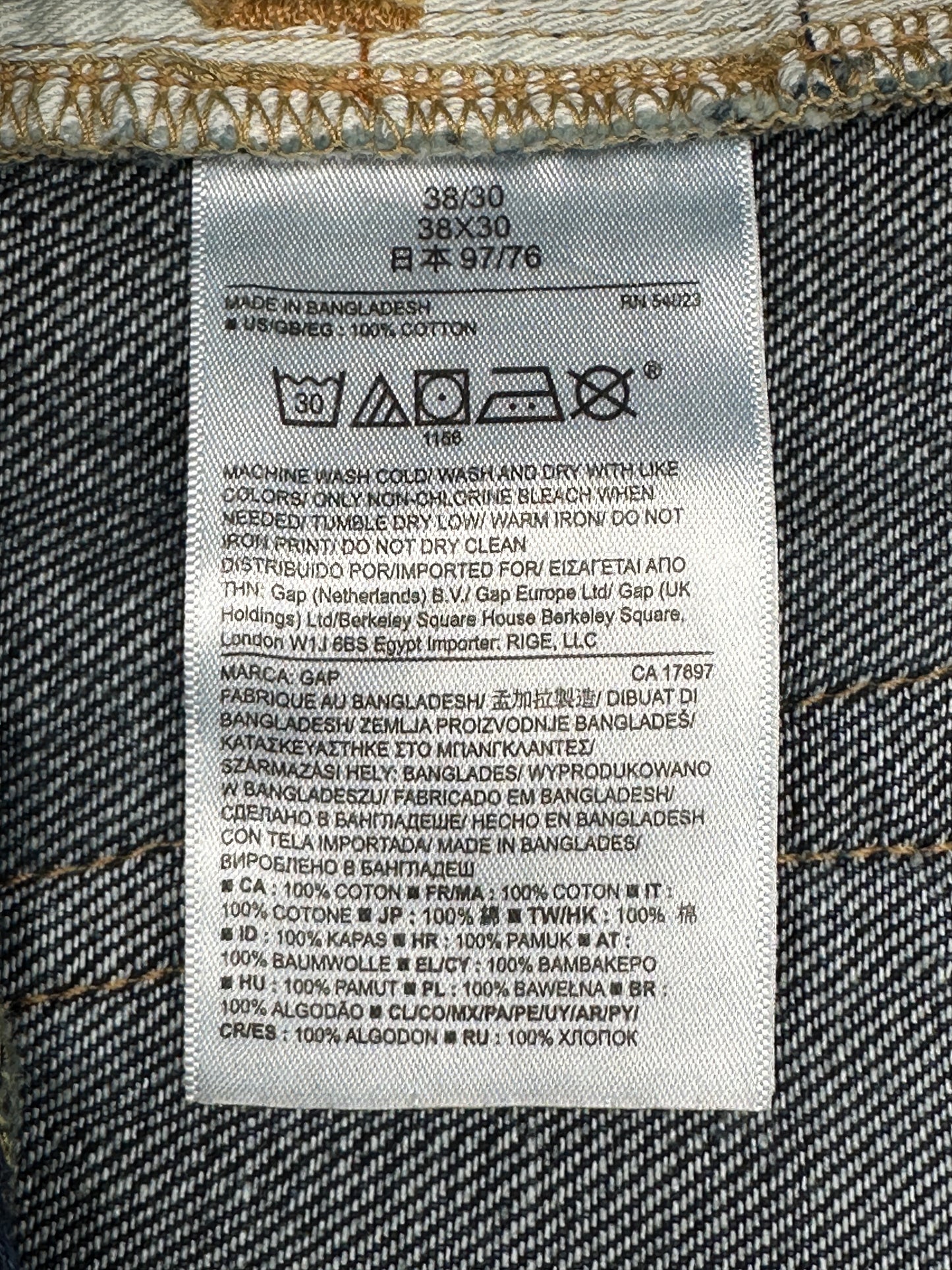 Gap 1969 Men's 38x30 (marked) Standard Blue Denim Jeans