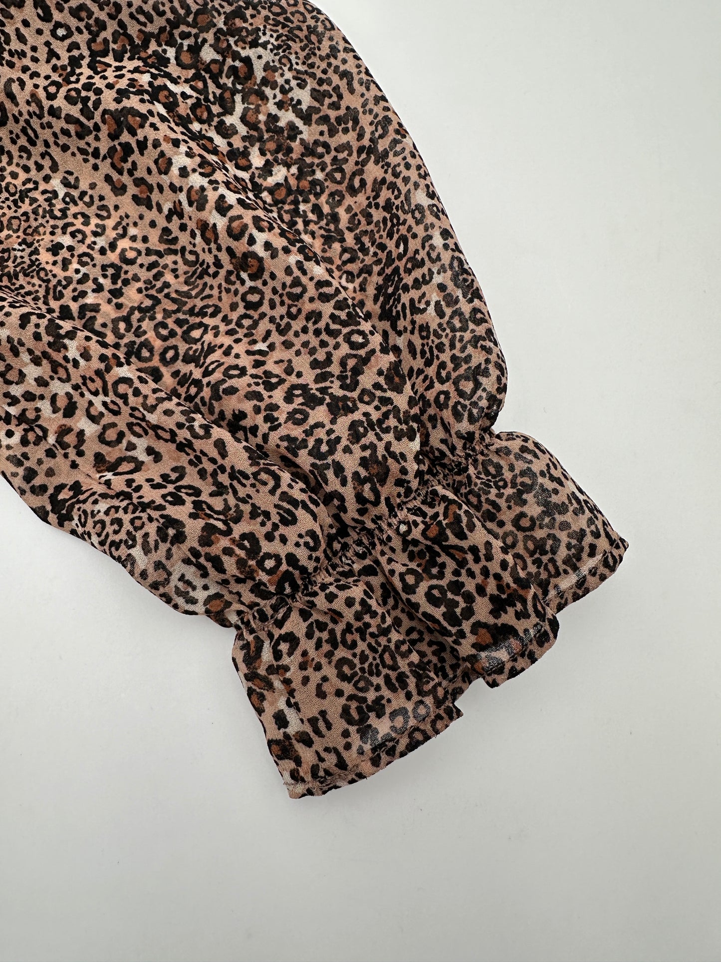 1. STATE Size S Tan wth Black Animal Print 3/4 Bracelet Sleeve Blouse