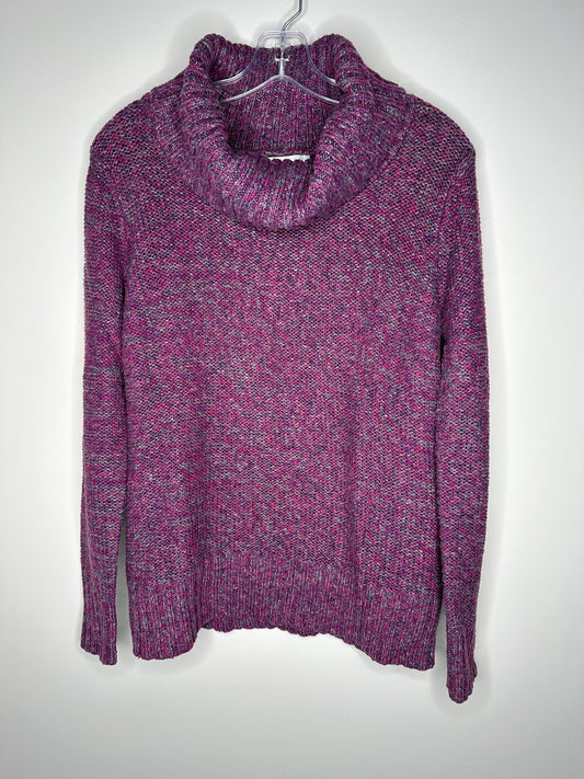 Merona Size L Pink & Gray Cowl Neck Sweater